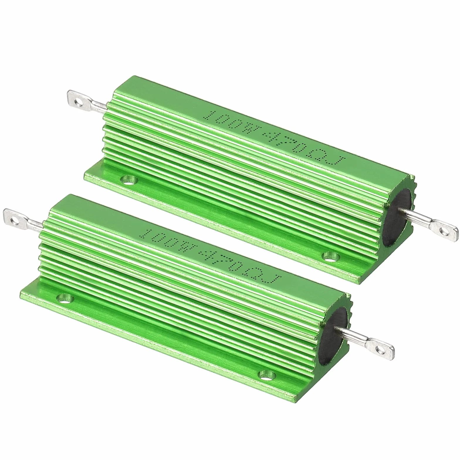 PATIKIL 100 W 470 omów aluminiowy rezystor powłokowy, 2-pak aluminiowej obudowy, rezystory drutowe rezystory śrubowe rezystor mocy 5% tolerancji, zielony