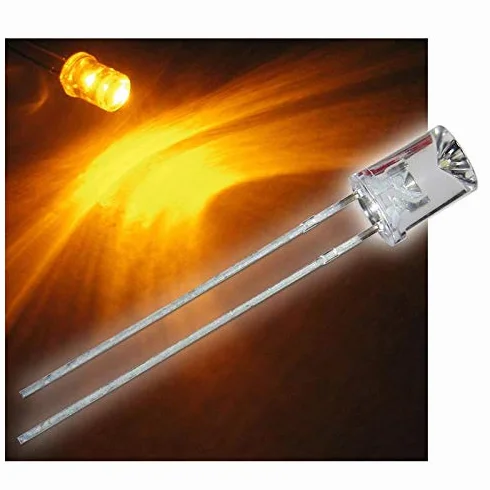 100x LED 5 mm przezroczysta soczewka wklęsła - żółte diody LED, dioda świetlna, okablowana, dioda świecąca, jako element