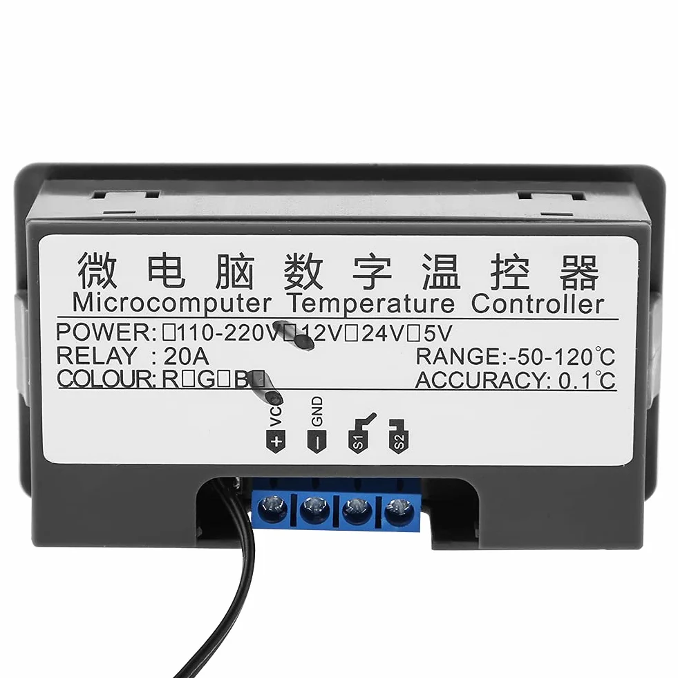 Arceli 12v 20A W3230 LCD Cyfrowy Zegar W3230 Cyfrowy Regulator Temperatury Termostat Miernik 12V 24V 220V Cyfrowy Termostat Termostat Przełącznik Czujnik z Wyświetlaczem(12V red and blue display)