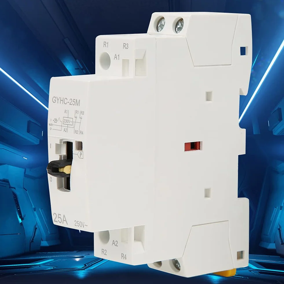 Stycznik AC na szynę DIN 220 V 50 Hz z Ręcznym Przełącznikiem Sterującym, oszczędność Energii, Cicha Praca, Niezawodne Przełączanie do Użytku Domowego (2NC)