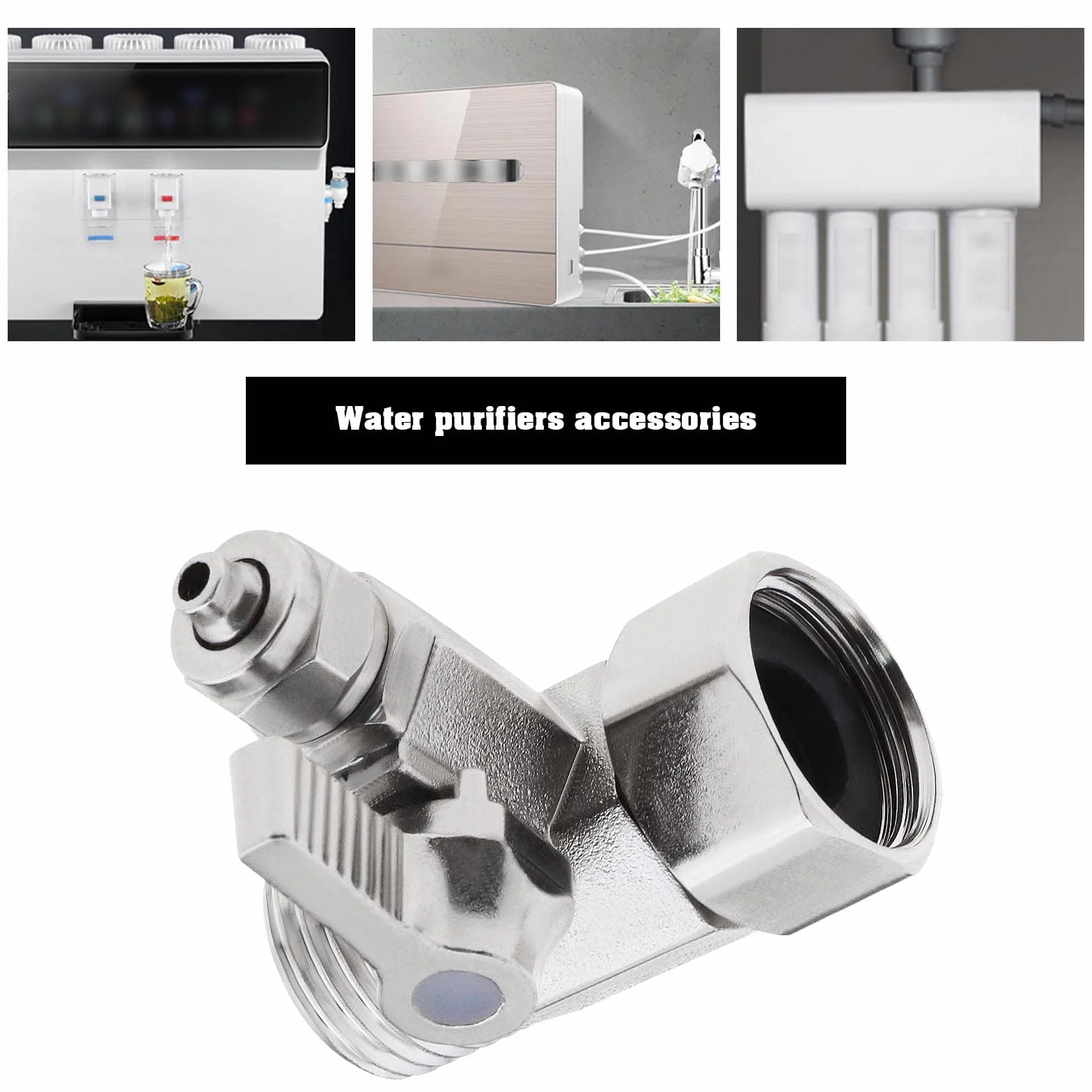 ECSiNG Zawór izolacyjny trójnikowy 1/2 cala żeński x 1/2 cala męski x 1/4 cala rurka szybkozłączka zawór grzybkowy adapter wody zasilającej do zestawów filtracyjnych wody pitnej pod zlewy
