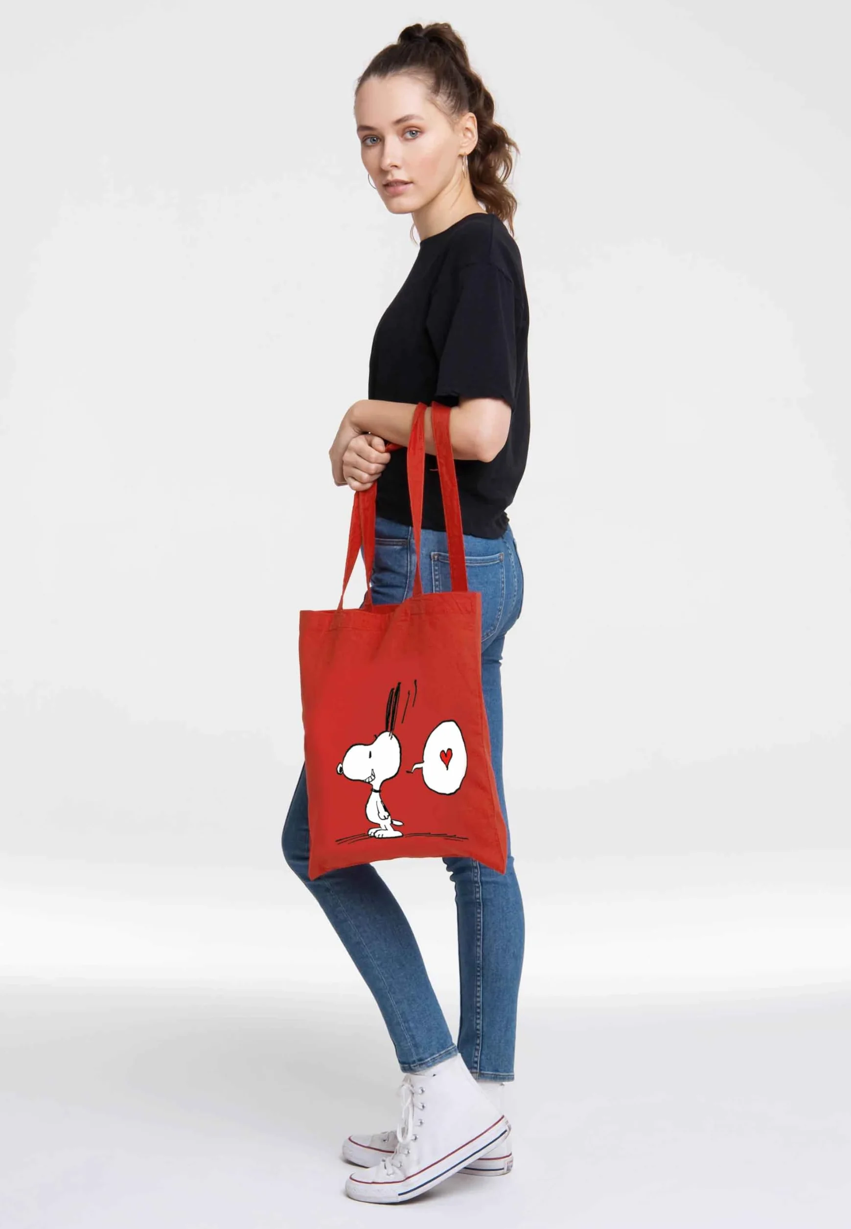 Logoshirt® Peanuts I Snoopy In Love I Torba bawełniana na zakupy I Ekologiczna I Worek jutowy I Z motywem I Długie uchwyty I Öko-Tex® I Licencjonowany design