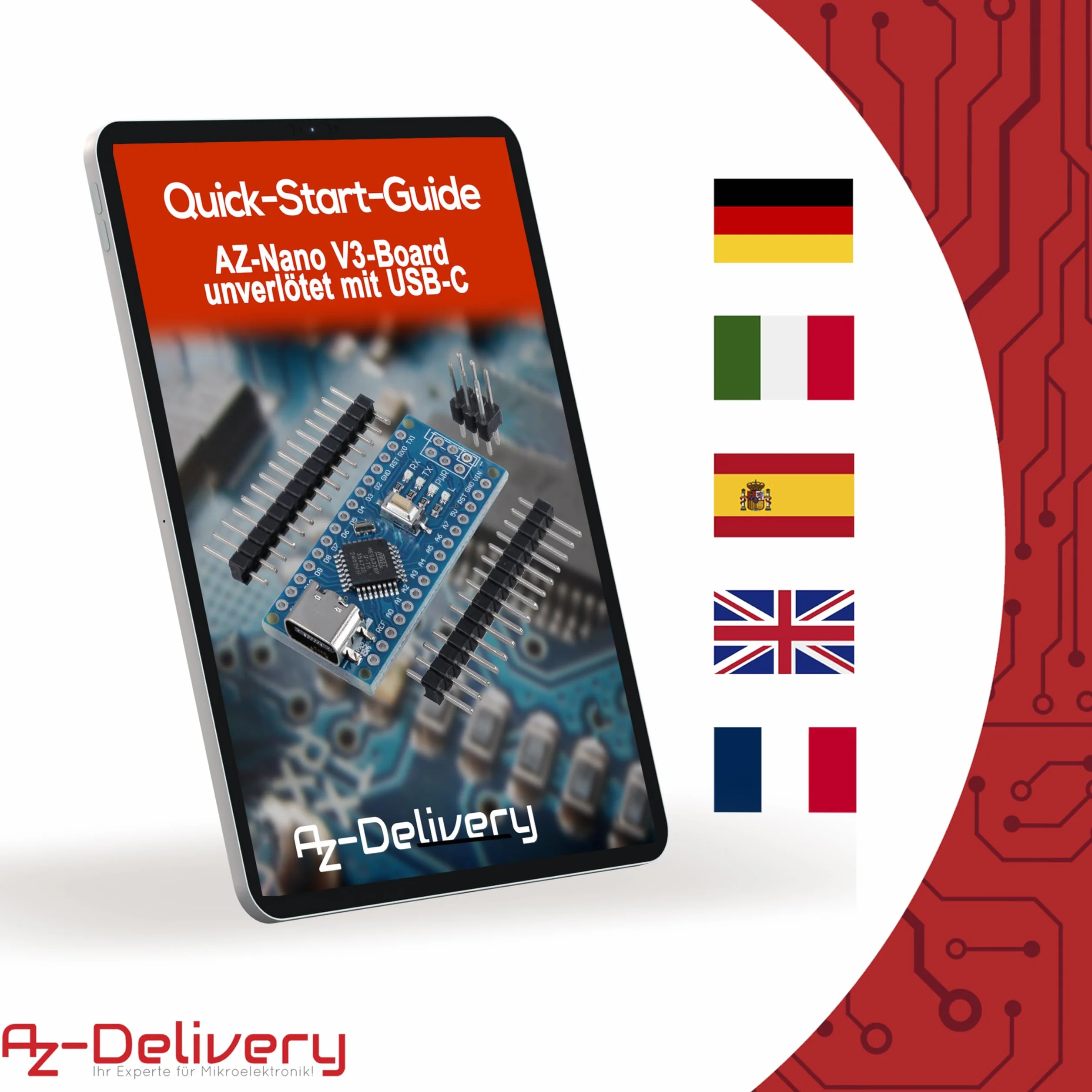 AZDelivery AZ-Nano V3-Board Zestaw z Przyłączem USB-C | Atmega CH340 Chip | Kompatybilny z Arduino i Arduino Pro Micro | W Zestawie E-Book