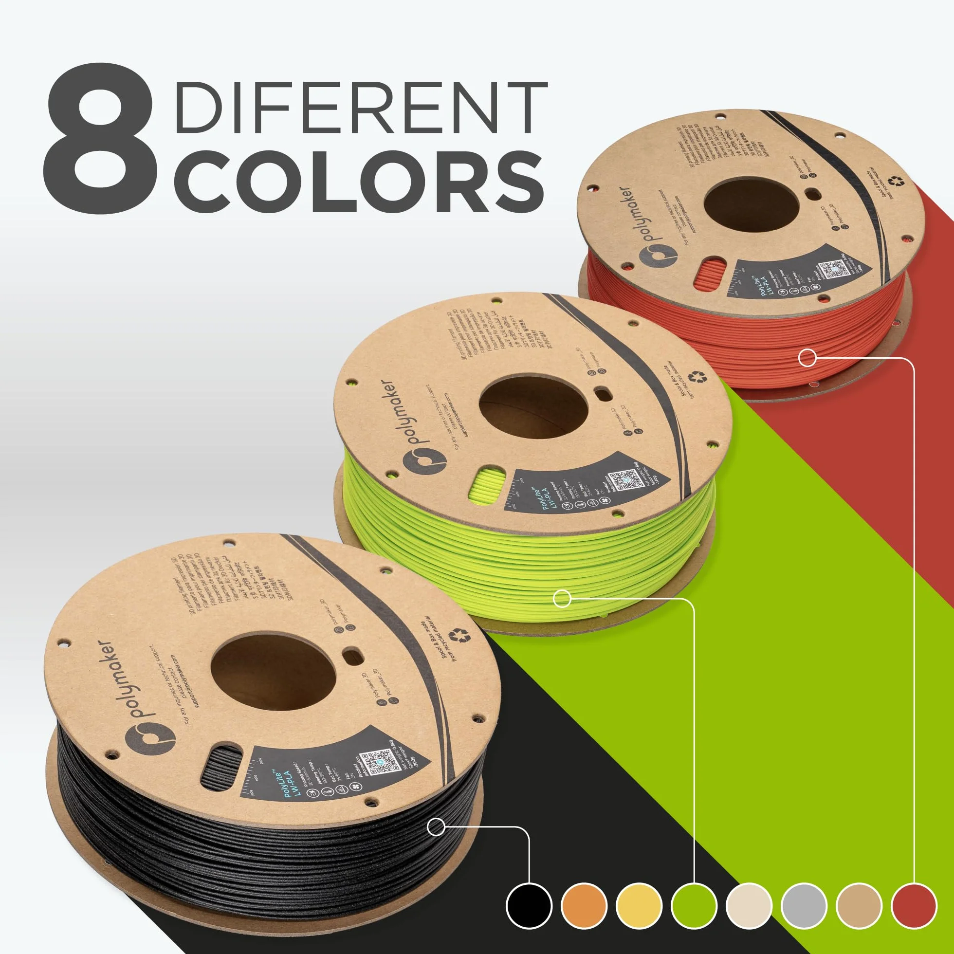 Polymaker PolyLite LW-PLA - 1.75mm - 800g - Biały