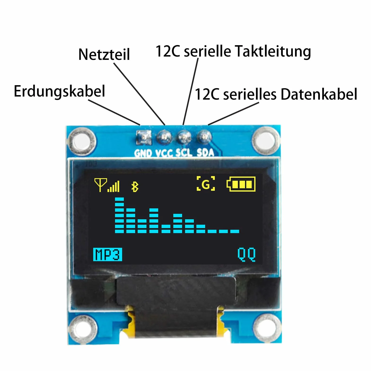 Wyświetlacz OLED LCD 0,96" 128x64 pikseli IIC moduł kompatybilny z Arduino żółty niebieski