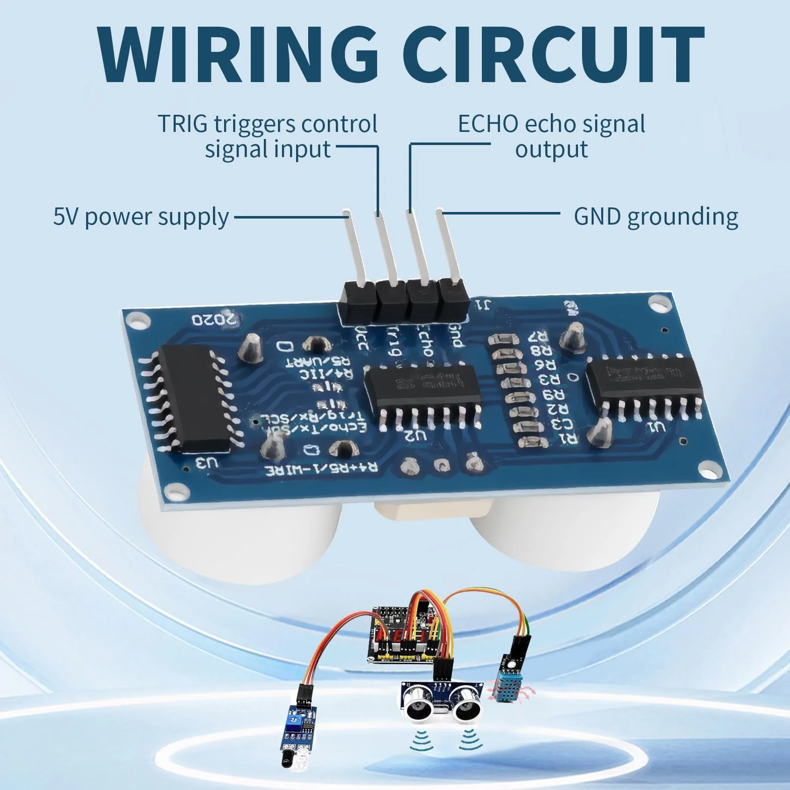 5 sztuk HC-SR04 ultradźwiękowy czujnik odległości, czujnik ultradźwiękowy, moduł pomiarowy kompatybilny z Arduino, do projektów pomiarowych i zastosowań DIY