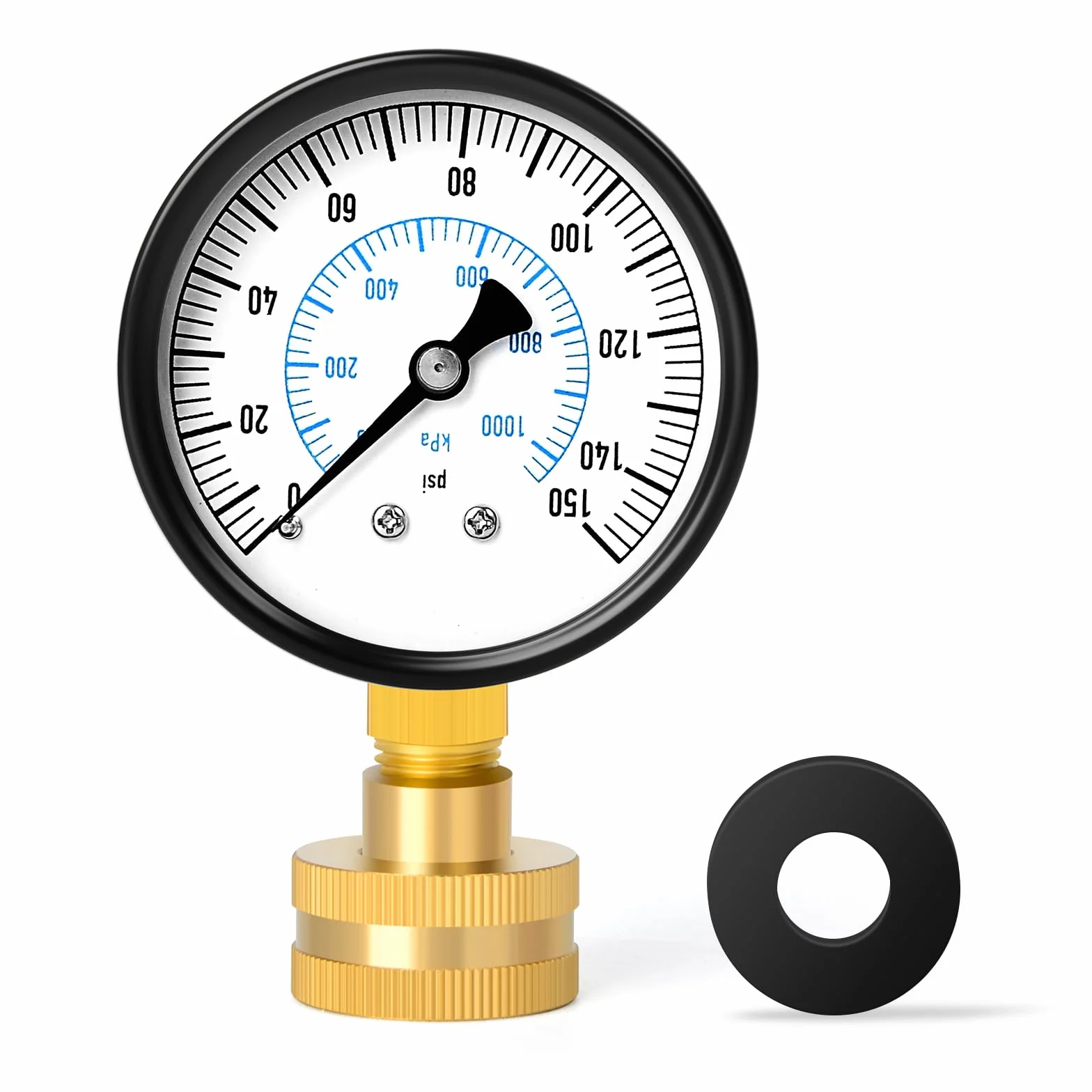 0-7 bar (0-100 Psi) 2-calowe stalowe podwójne manometry testowe z podziałką, połączenie BSP 3/4", dokładność -3-2-3%.