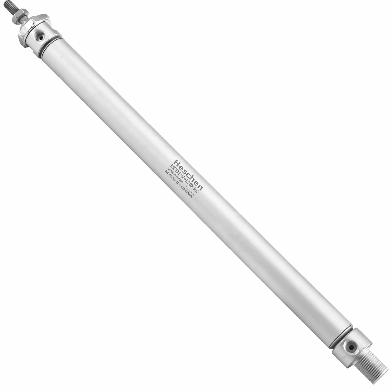 Heschen Pneumatyczny wąski cylinder pneumatyczny MAL 20-300 PT1/8 Port 20 mm otwór 300 mm skok dwustronnego działania