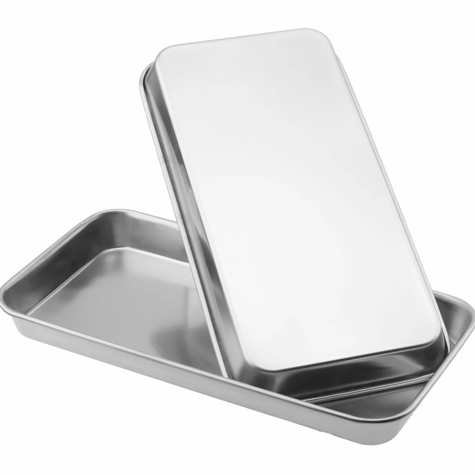 Taca na instrumenty, 10 sztuk, 22,5 x 11,7 x 2 cm, ma?a taca laboratoryjna, prostok?tna taca ze stali nierdzewnej, przydatne narz?dzia, do zastosowania w laboratoriach, szpitalach, kolor