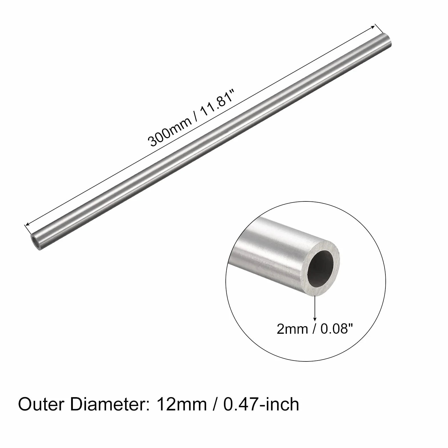 Rura ze stali nierdzewnej 304 OD 12 mm x 2 mm grubość ścianki 300 mm
