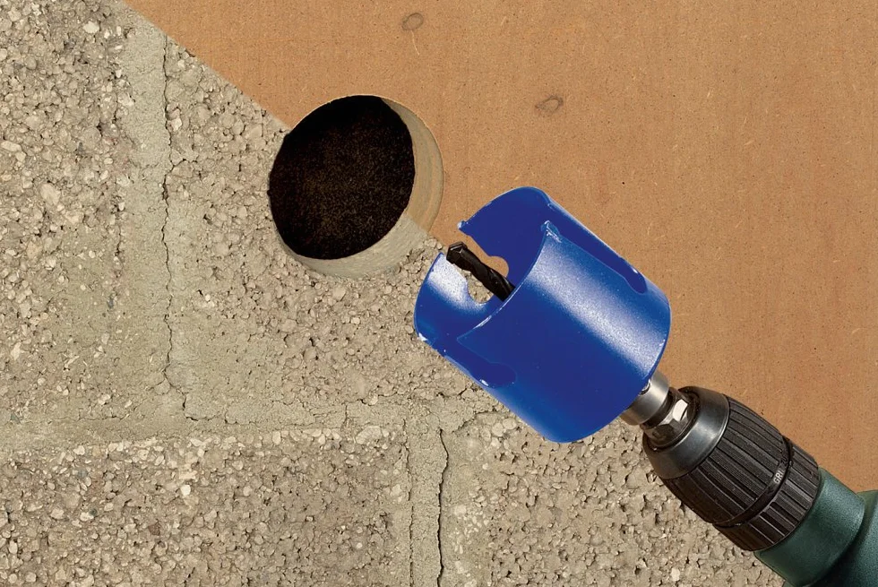 wolfcraft Otwornica uniwersalna Ø 50 mm z trzpieniem mocującym, wstępnie zmontowana I 3879000 I Wszechstronne zastosowanie z materiałami różnego rodzaju, głębokość cięcia 60 mm