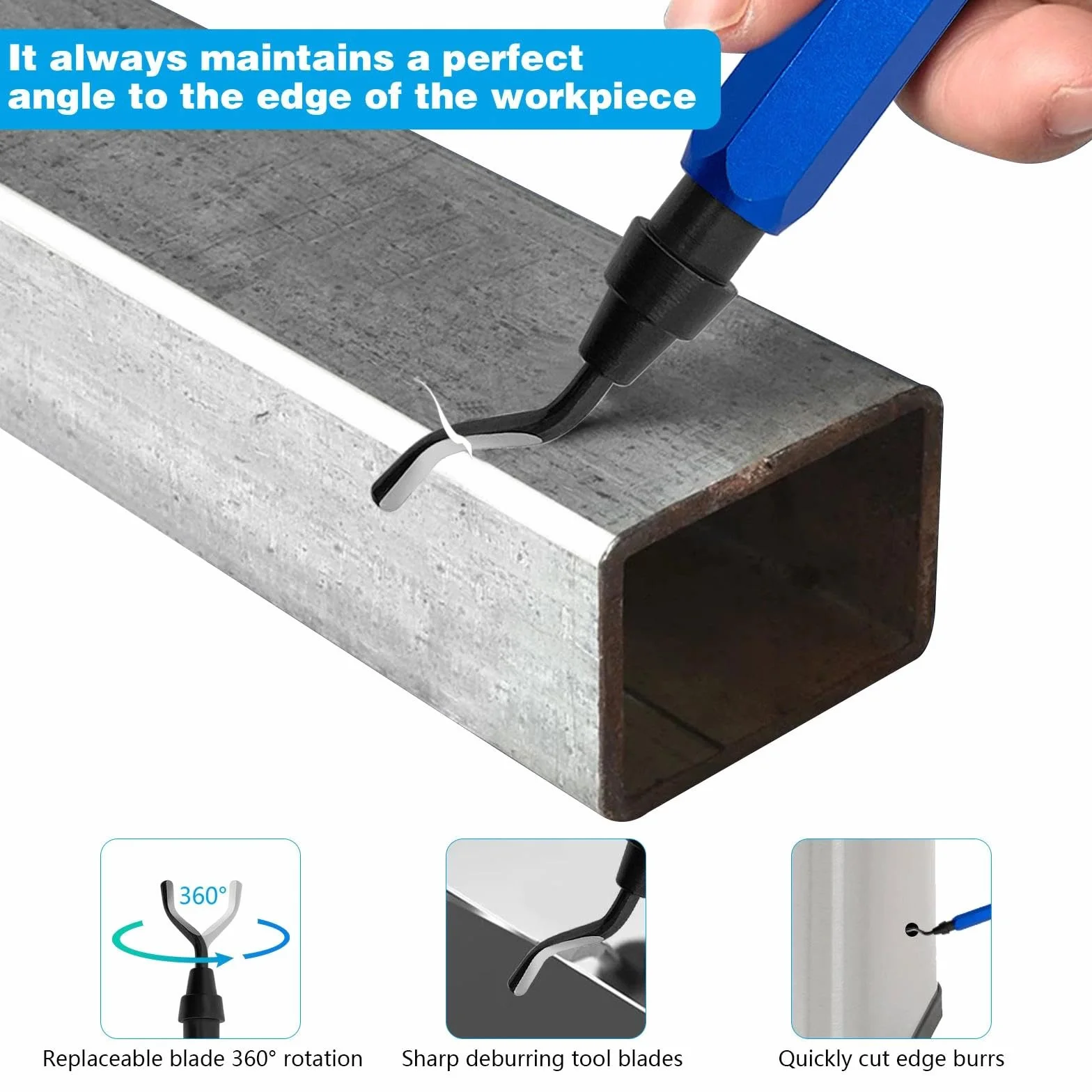 Uniwersalny gratownik, metalowy uchwyt ręczny z 10 wymiennymi ostrzami, obracane ostrze 360° do druku 3D, plastiku i aluminium (1 narzędzie + 11 ostrzy)