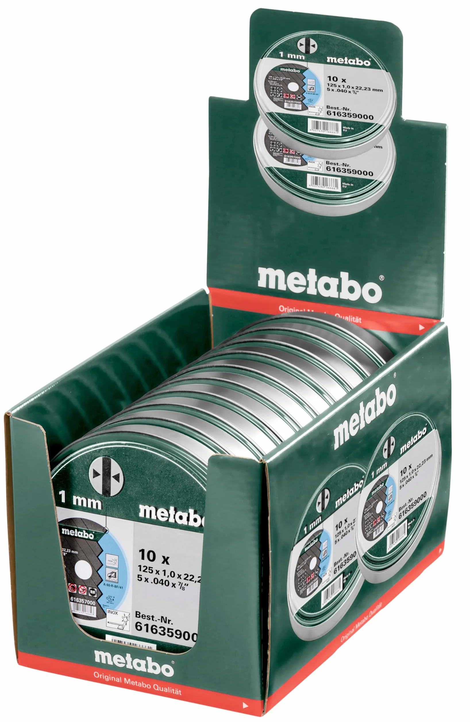 Metabo tarcze tnące SP 125 x 1,0 x 22,23 Inox, TF 41 – 616359000 – Do obróbki stali nierdzewnej – Zestaw 10 sztuk
