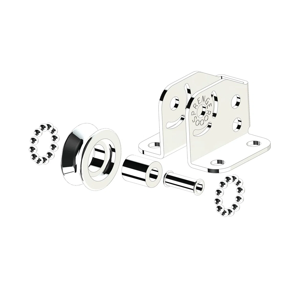 Sprenger krążek zwrotny z łożyskiem kulkowym Micro XS I łożysko toczne ze stali nierdzewnej do liny drucianej 4 mm I rolka linowa z otworami mocującymi, blok zwrotny stojący, mały i kompaktowy