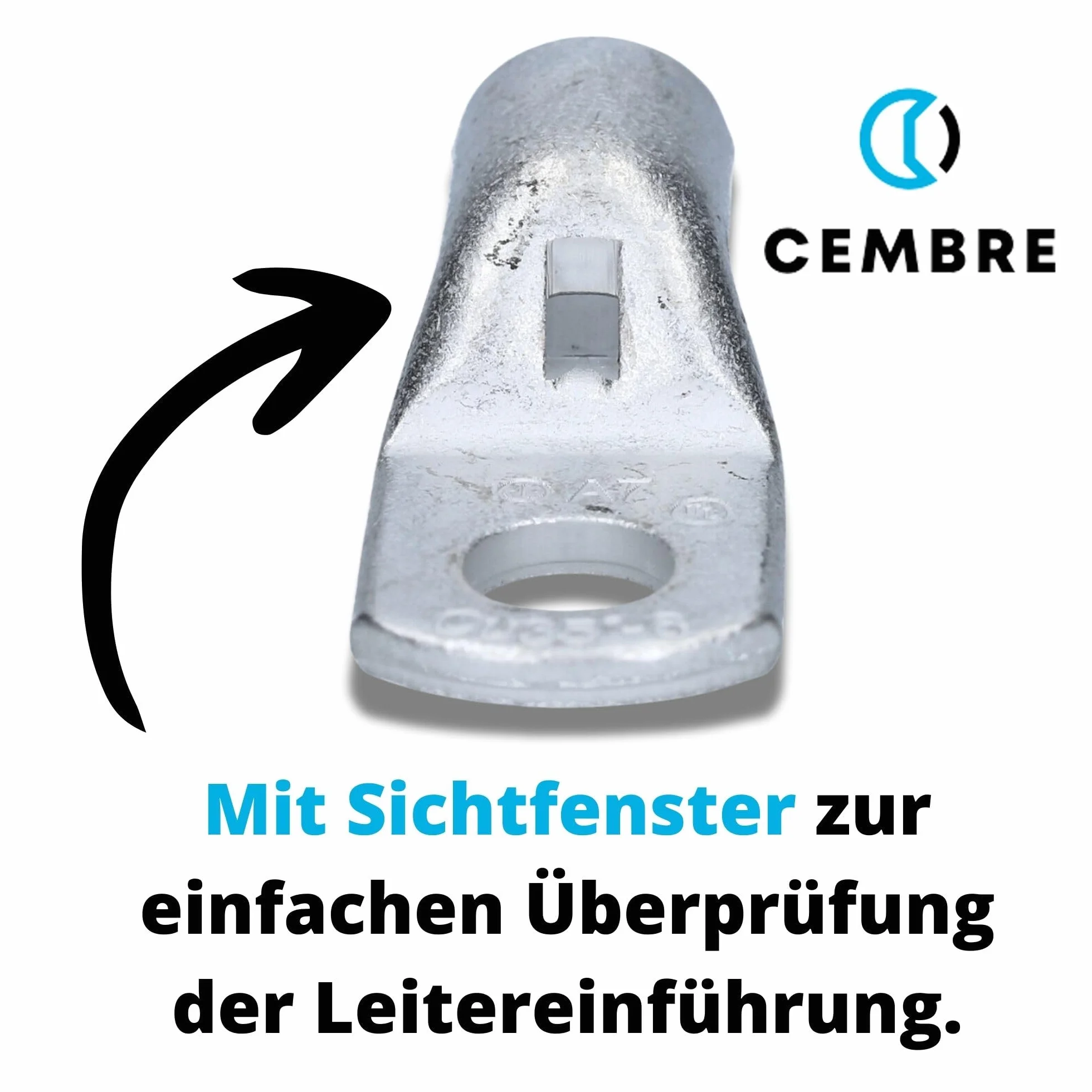 10 Stück Cembre A7-M8 Rohrkabelschuh 35mm² M8 unisoliert aus Kupfer verzinnt