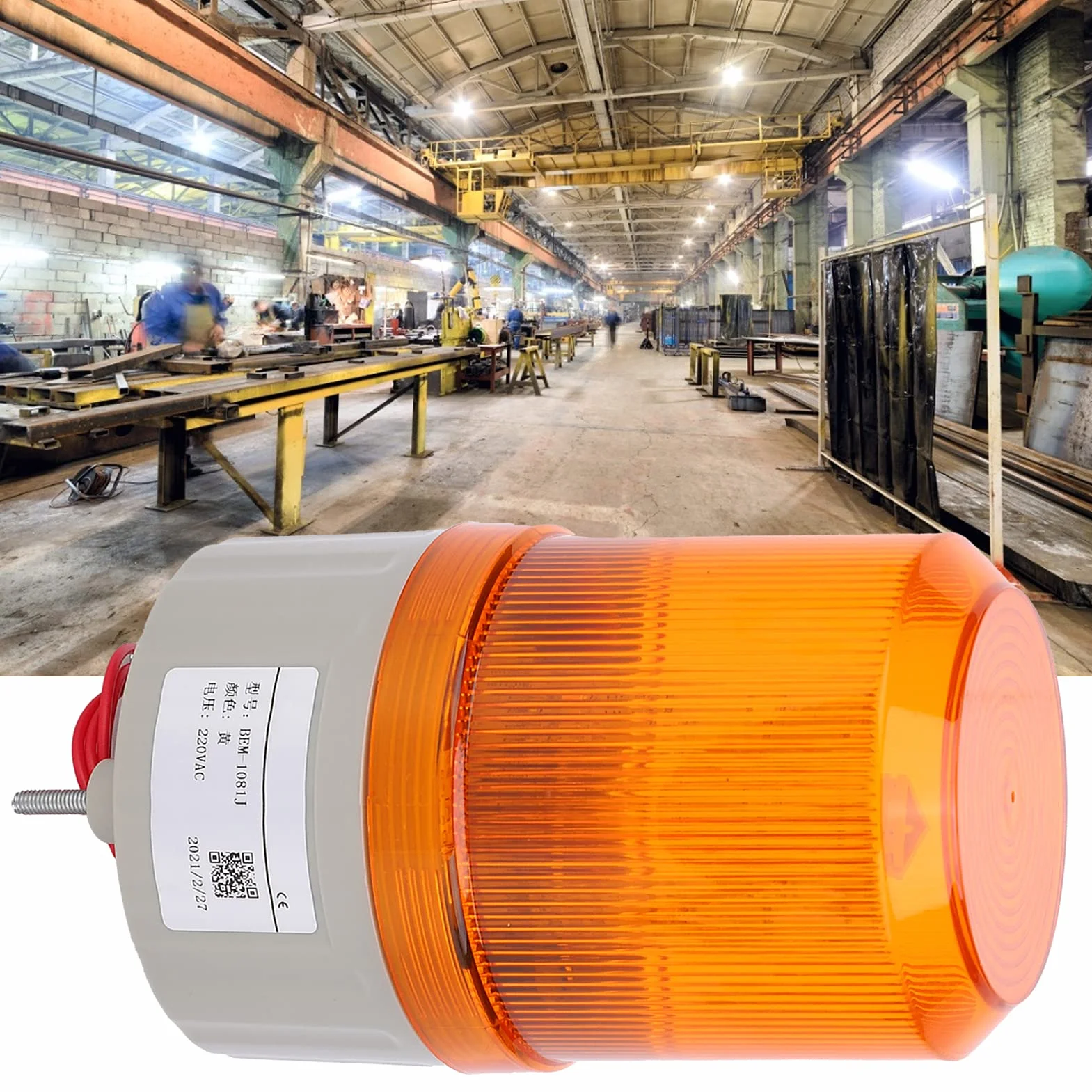 BERM ostrzegawcza 220VAC LED Światło błyskowe Syrena Przemysłowe lampy ostrzegawcze Brzęczyk do fabryk, stacji BEM-1081J (żółta)