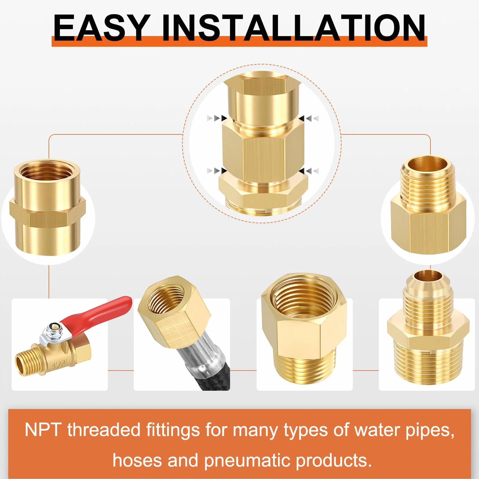 10 sztuk adapterów męskich na żeńskich, 1/10.2 cm MNPT x 1/20.3 cm FNPT