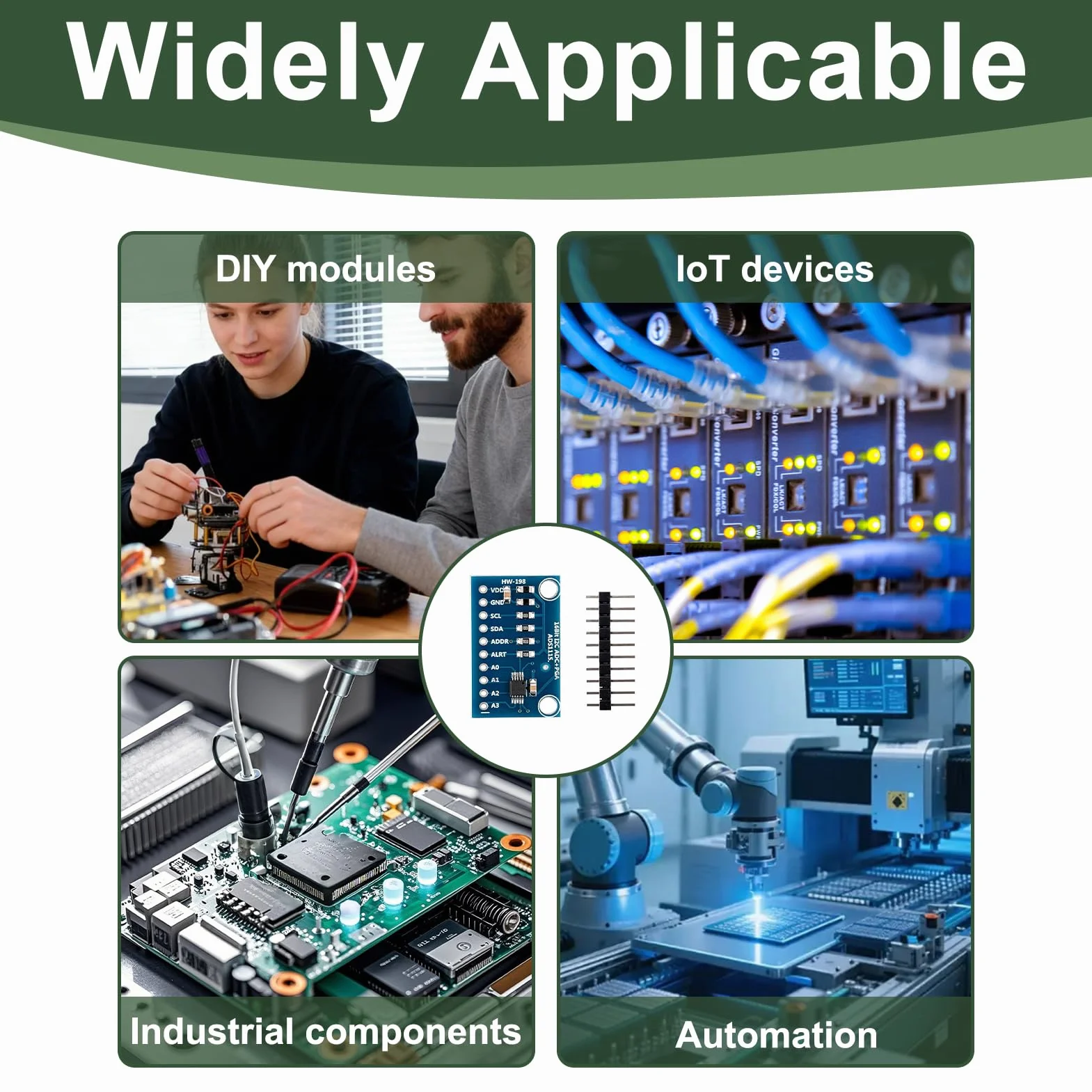 ADS1115 16-bitowy 4-kanałowy moduł I2C konwersja analogowo-cyfrowa 2.0-5.5V