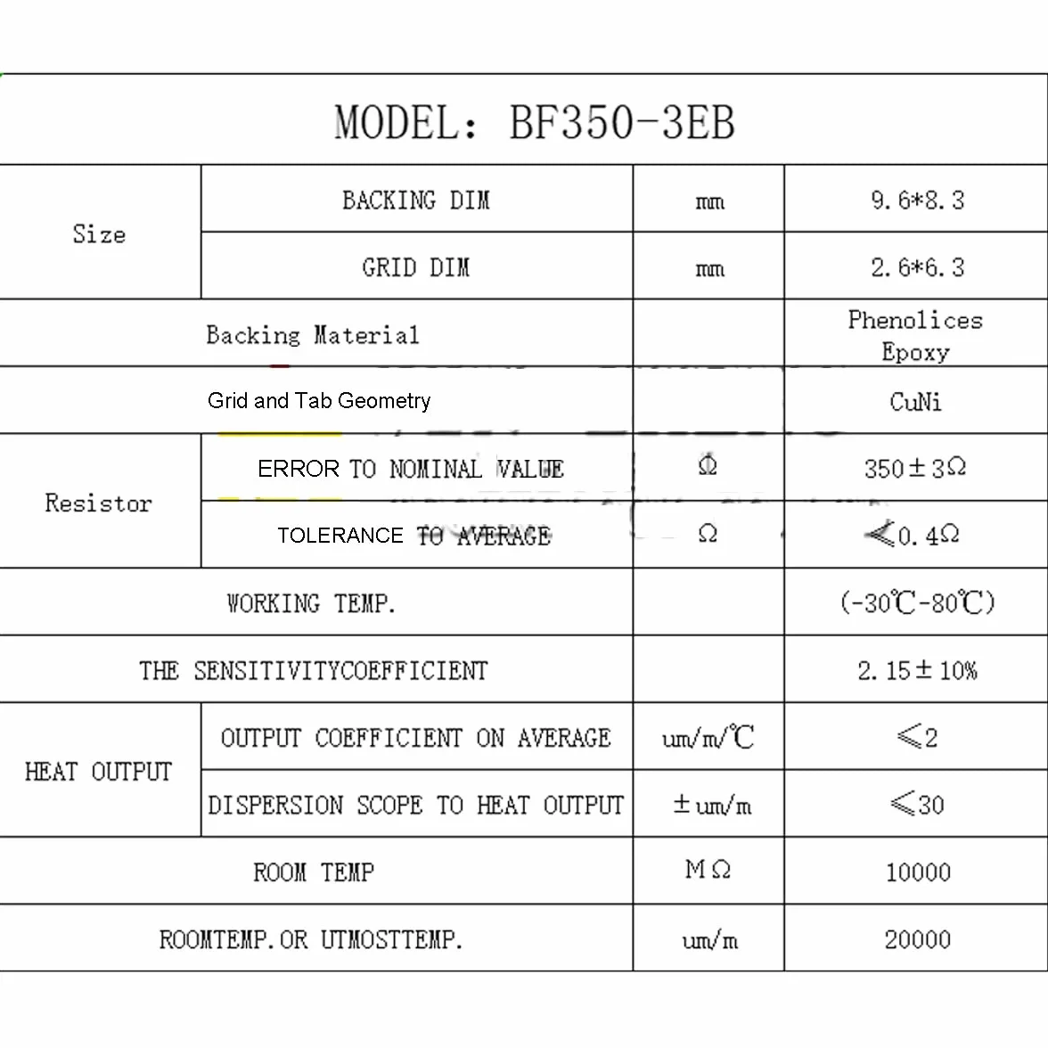 Tensometry BF350-3EB 350 ohm pełny most tensometr wysokiej precyzji czujnik ciśnienia