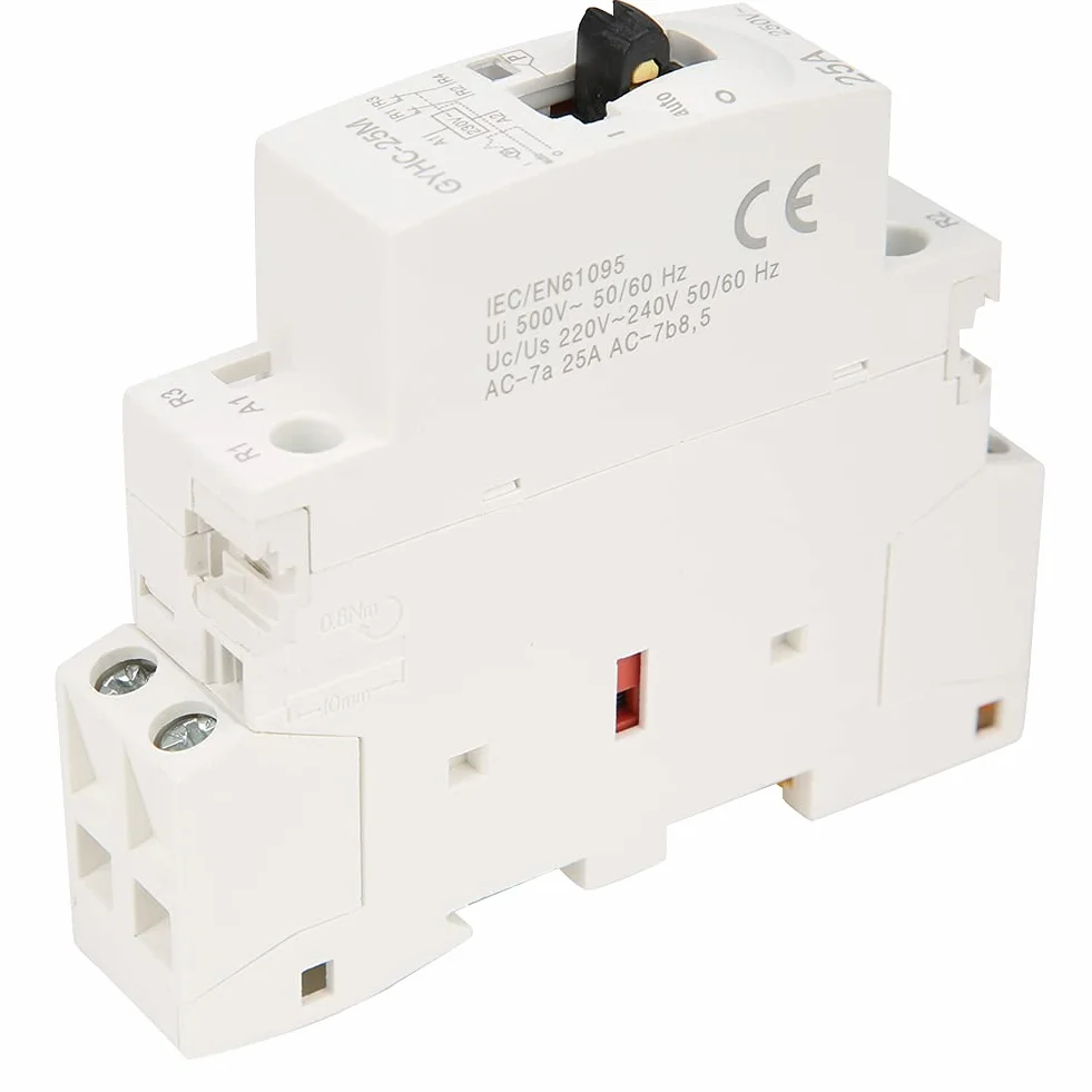 Stycznik AC na szynę DIN 220 V 50 Hz z Ręcznym Przełącznikiem Sterującym, oszczędność Energii, Cicha Praca, Niezawodne Przełączanie do Użytku Domowego (2NC)