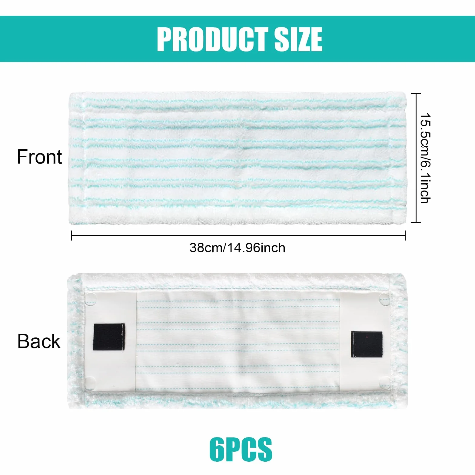 6 wymiennych mopów do Leifheit Clean, 38 x 15 cm, pokrowce zamienne z mikrofibry, czyszczące i chłonne płaskie etui, uniwersalne pokrowce na wszystkie podłogi