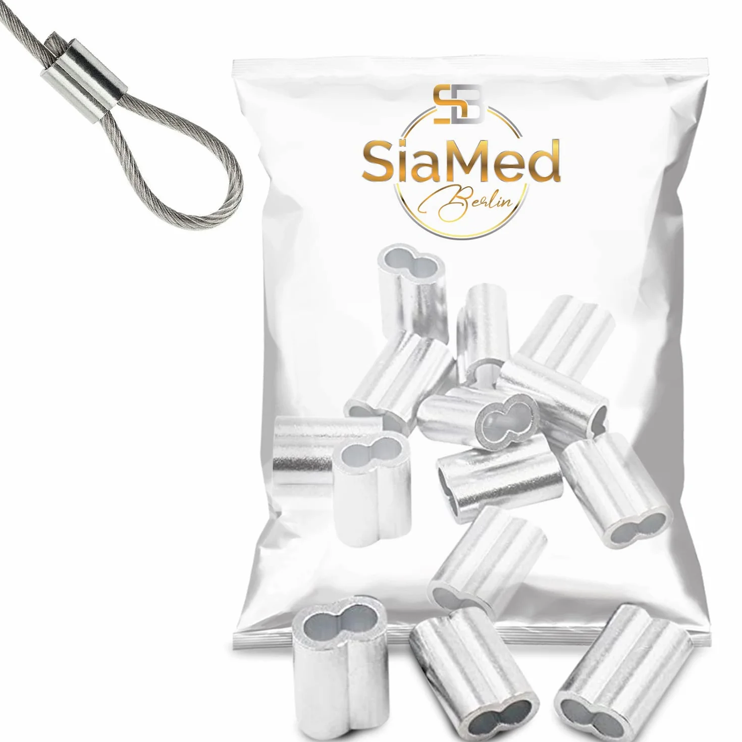 20 zacisków linowych 10 mm, tuleje zaciskowe, zaciski zaciskowe, preformowane aluminiowe zaciski zaciskowe – odporne na rdzę, wytrzymałe, trwałe