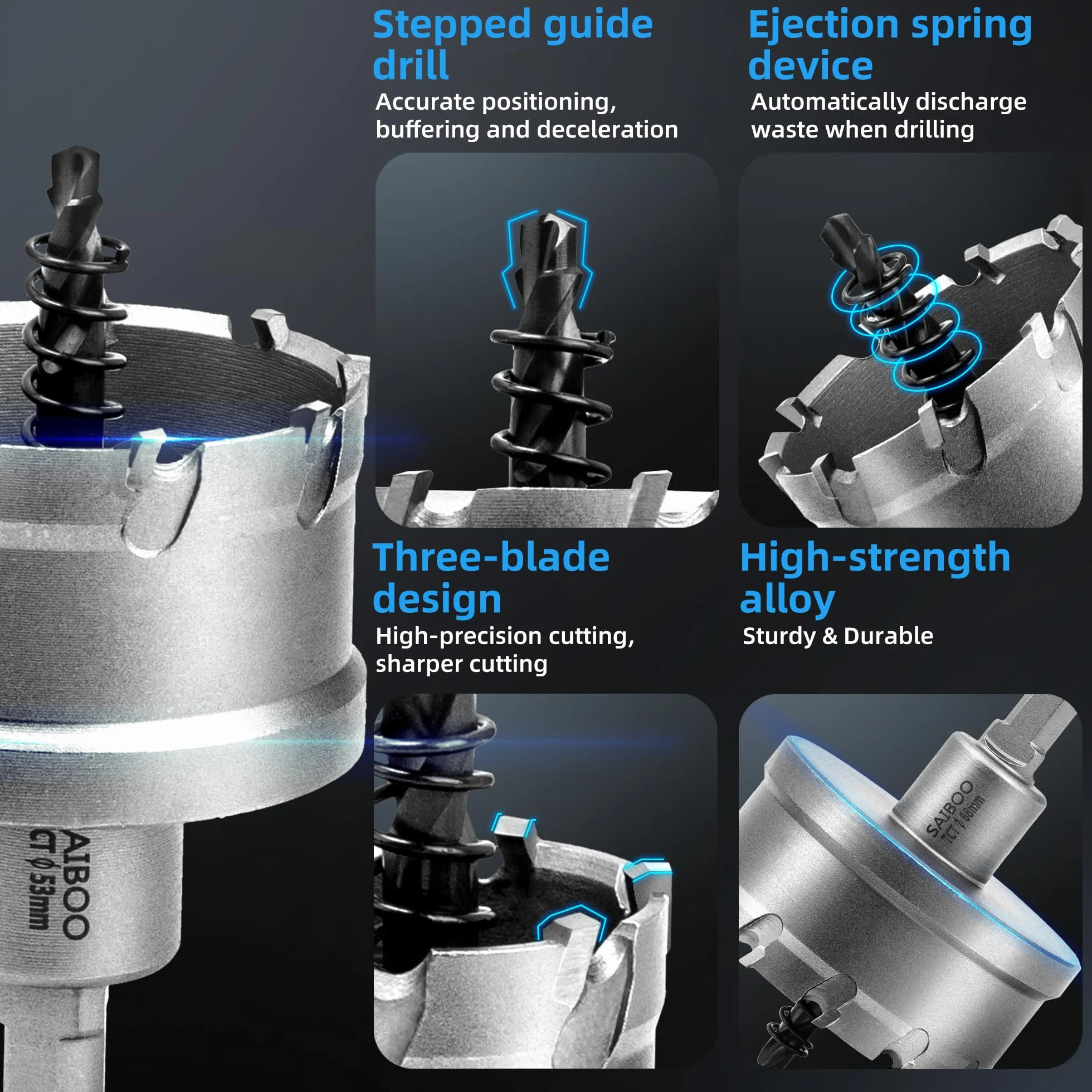 19mm Otwornica z Twardego Metalu Otwornica TCT Wiertło z Twardego Metalu do Stali Nierdzewnej, żelaza, Stopu, Miedzi, Aluminium