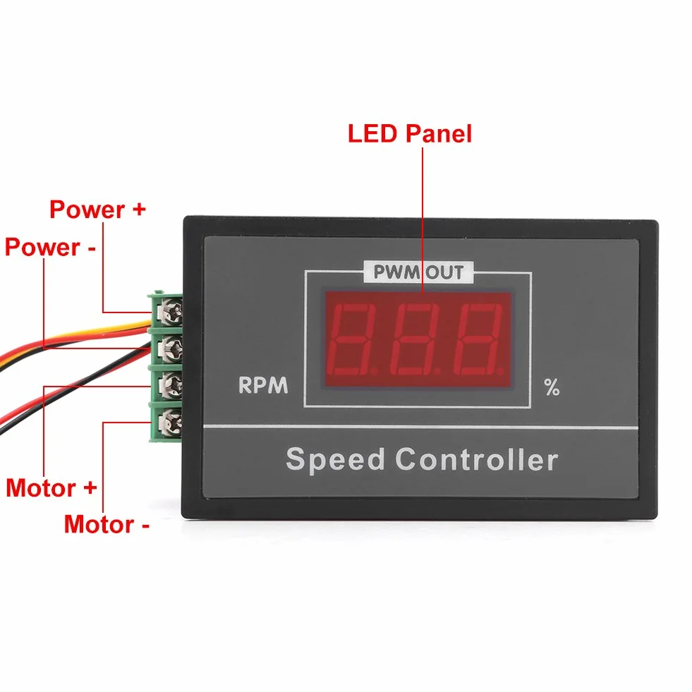 DC 6-60V 12V 24V 36V 48V 30A PWM DC Motor Speed Controller (PWM) Speed Adjustable Stepless Governor Regulator, Motor Speed Controller with Start Stop Switch