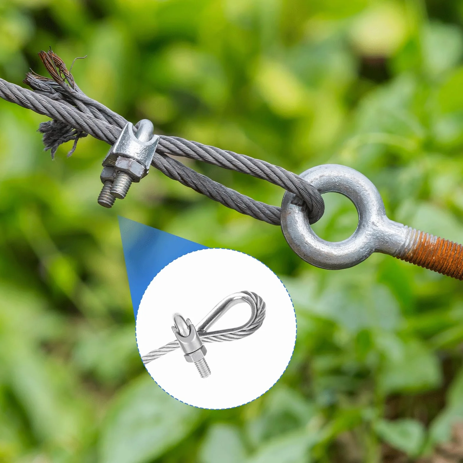 20 sztuk zacisków linowych 6 mm ze stali nierdzewnej, srebrne zaciski do lin stalowych 6 mm, wytrzymały zacisk linowy M6, zacisk linowy do projektów budowlanych i zastosowań na świeżym powietrzu