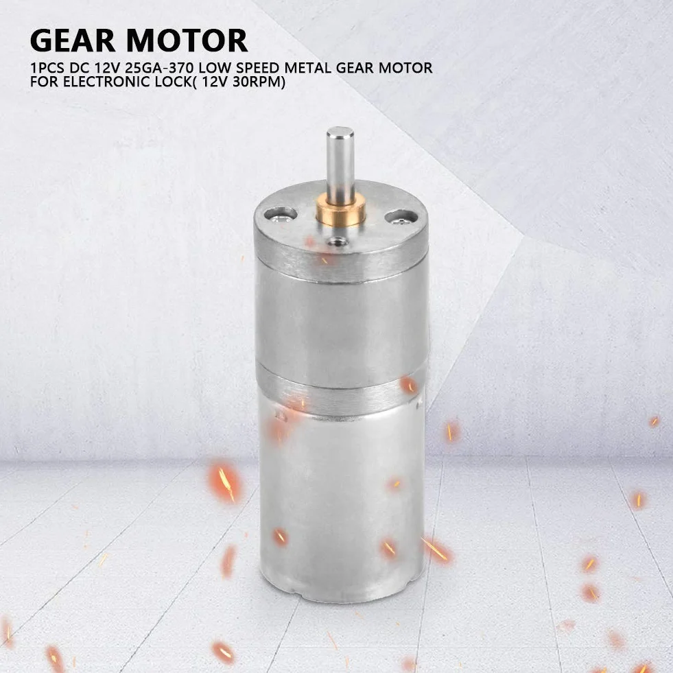 Motoreduktor, 1 szt. 25mm DC 12V 25GA-370 Metalowy Motoreduktor o Niskiej Prędkości do Zamka Elektronicznego (12 V 30 obr./min)