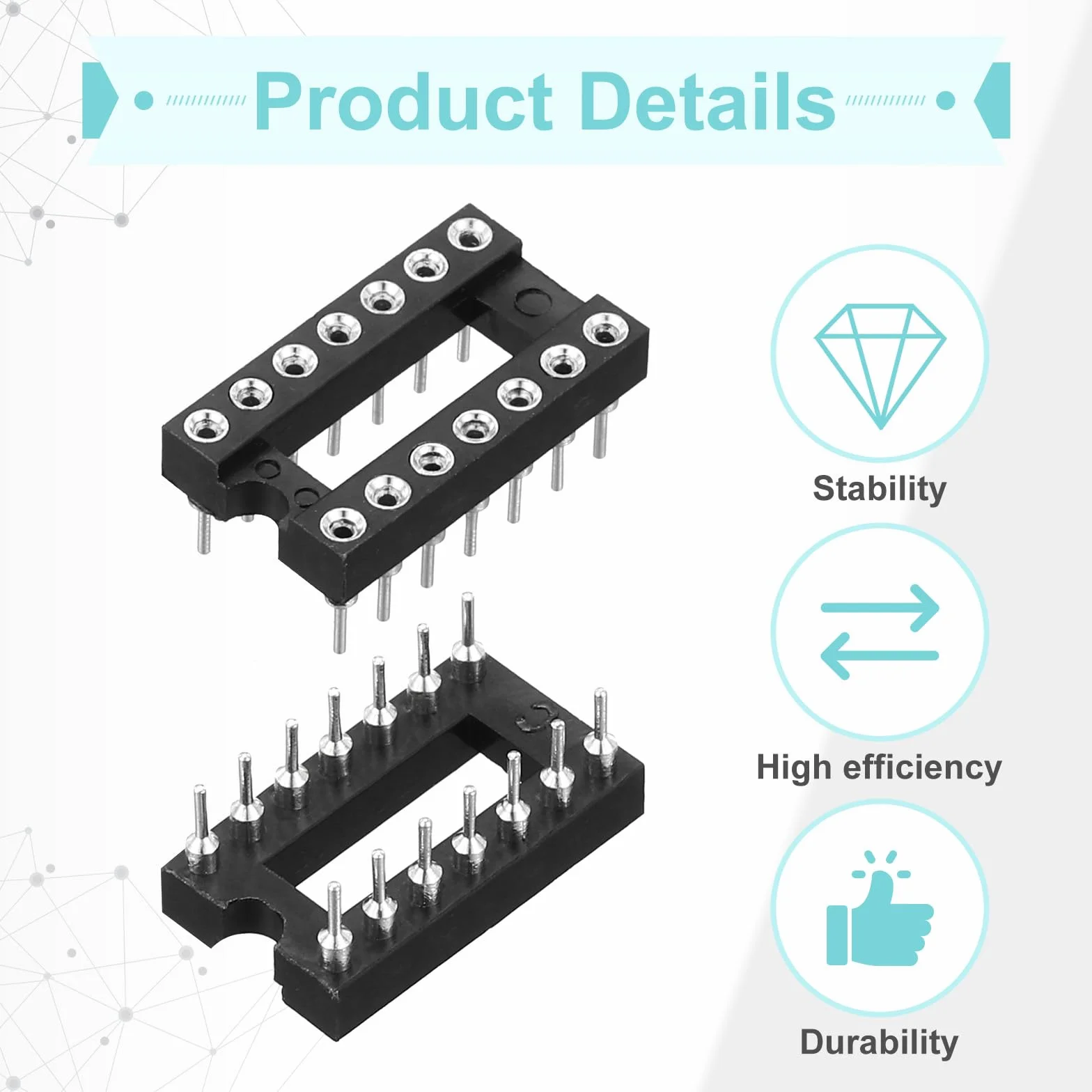 QUARKZMAN 30 sztuk DIP IC Chip Socket Adapter 14 Pin IC Asortyment Kit 2,54 mm/0,1" Pitch do projektu Breadboard, PCB Design