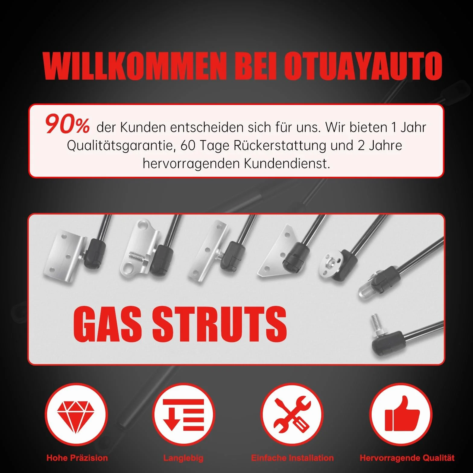 OTUAYAUTO 2 x amortyzatory gazowe 250 N - sprężyna gazowa ze sprężyną kompresyjną okucia do skrzyni, drzwi szafy, szafy na ubrania