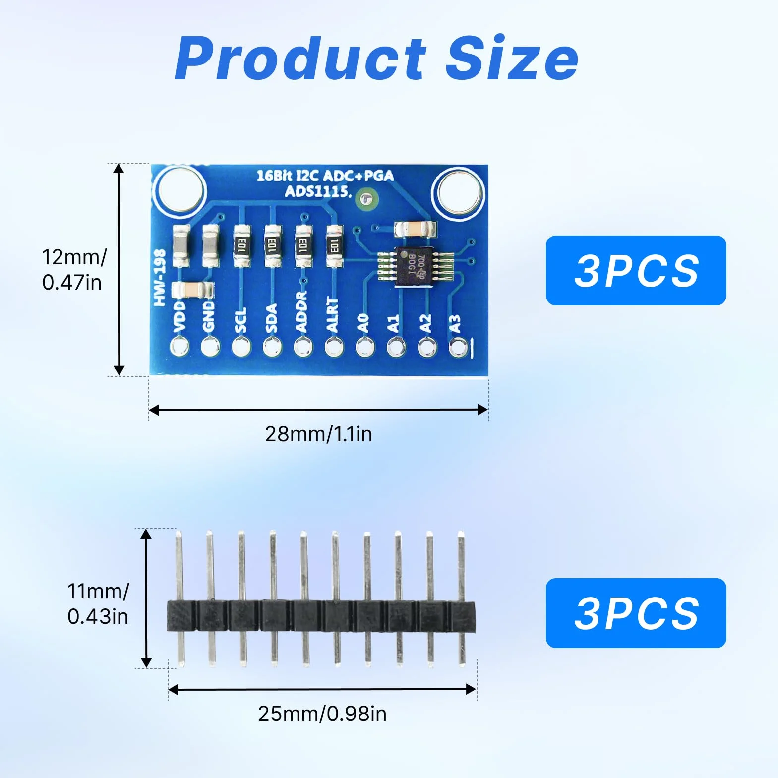 ADS1115 16-bitowy moduł ADC 4-kanałowy konwerter analogowo-cyfrowy I2C dla Arduino Raspberry Pi ESP32