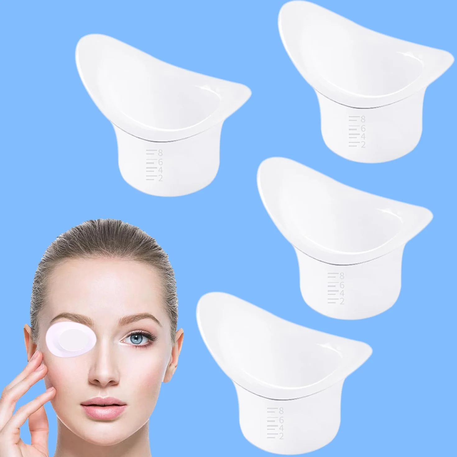 4 szt. kubek do mycia oczu, 8 ml, kubek do mycia oczu do mycia oczu wielokrotnego użytku, do orzeźwiającego czyszczenia, zmęczonych oczu, kubek do kąpieli oczu do czyszczenia oczu, przenośny i