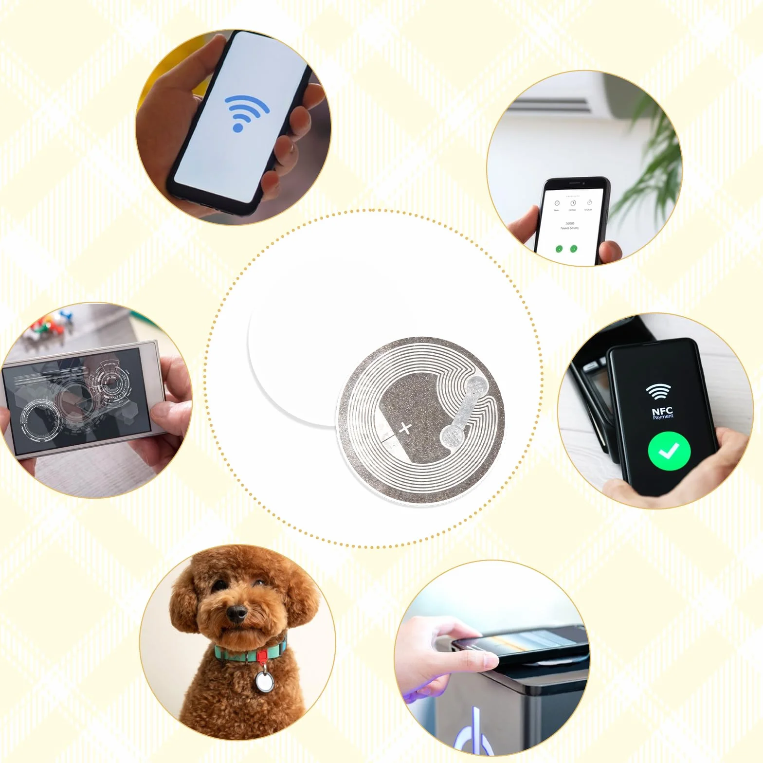 Karty NFC NTAG215 50 szt. puste monety wielokrotnego zapisywania PCW 504 bajtów