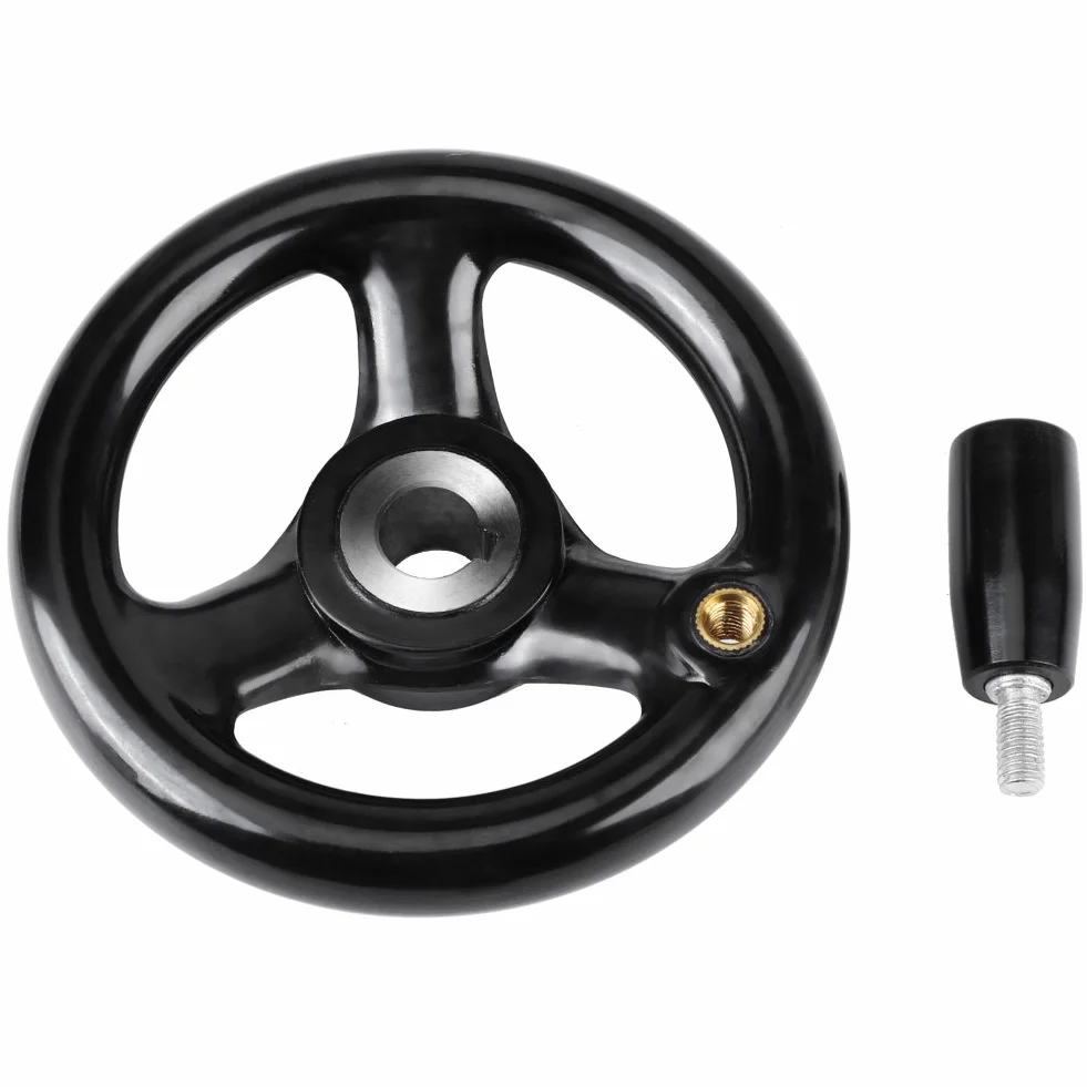 Broco Koło ręczne, 1 szt. 12 * 100 mm czarne okrągłe 3 szprychy młynek ręczny bakelit plastikowa tokarka izolacyjna ręczna antypoślizgowa do tokarki narzędzie do frezowania tokarki